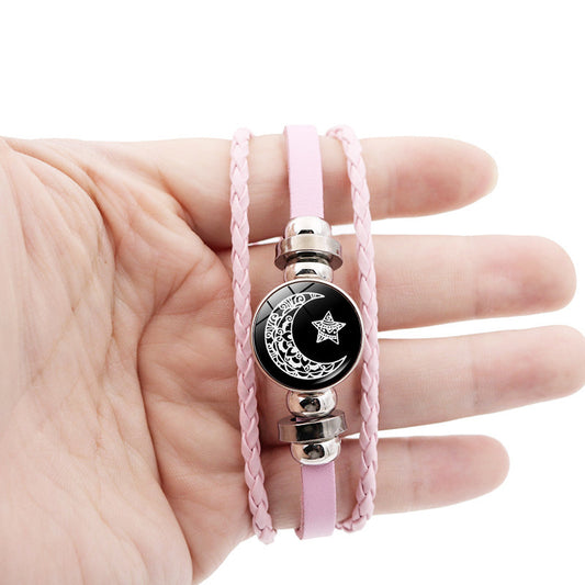Luminous Sun And Moon Lovers Couple Leather Bracelet